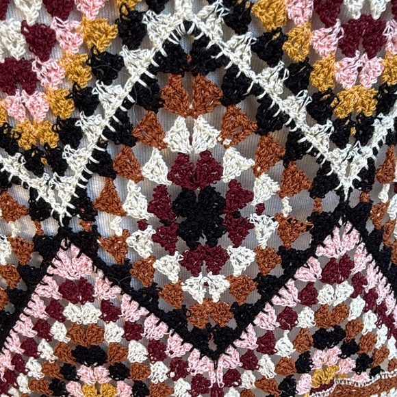 Idyllwind Colorful Knit Midi Dress granny squares burgundy pink - Picture 4 of 13